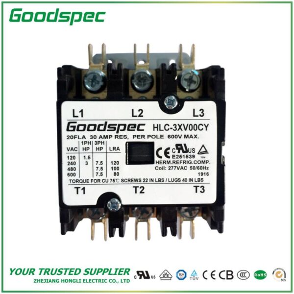 products-HLC-3XV00CY-001.jpg HLC-3XV00CY(3P/20A/277VAC)DEFINITE PURPOSE CONTACTOR