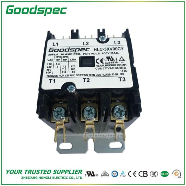 products-HLC-3XV00CY-003.jpg HLC-3XV00CY(3P/20A/277VAC)DEFINITE PURPOSE CONTACTOR
