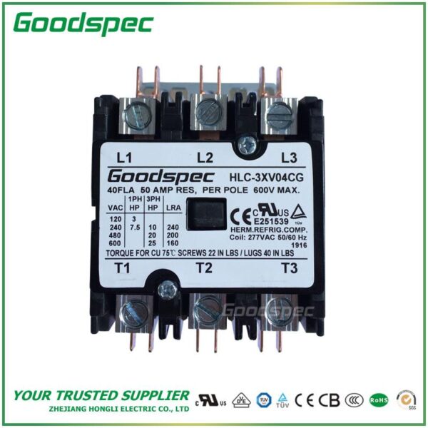 products-HLC-3XV04CG-001.jpg HLC-3XV04CG(3P/40A/277VAC) DEFINITE PURPOSE CONTACTOR