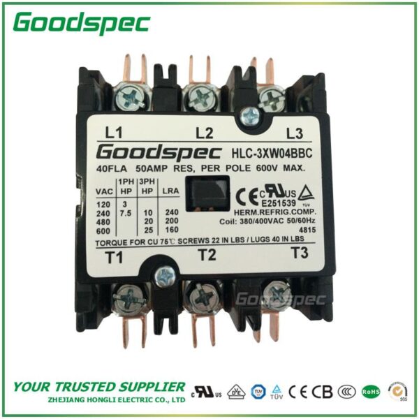 HLC-3XW04BBC (3POLES/40A/380-400VAC) DEFINITE PURPOSE CONTACTOR