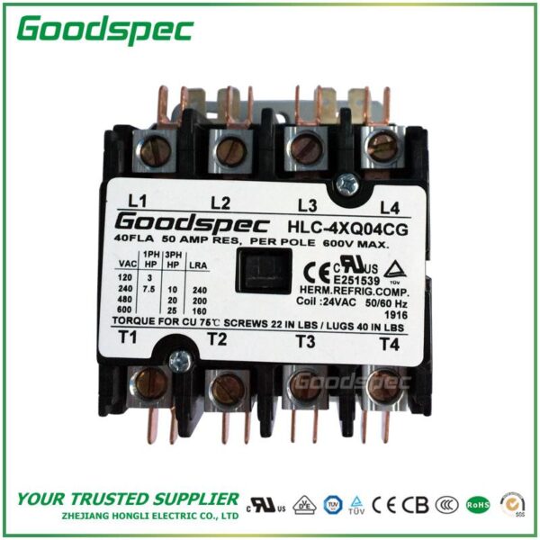 HLC-4XT01CY(4P/25A/120V) DEFINITE PURPOSE CONTACTOR