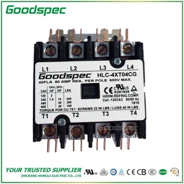 HLC-4XT02CY(4P/30A/120V) DEFINITE PURPOSE CONTACTOR
