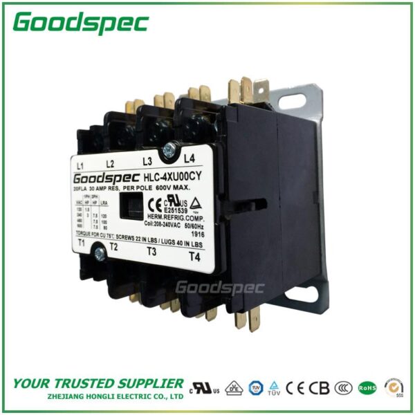 HLC-4XQ00CY(4P/20A/24V) DEFINITE PURPOSE CONTACTOR