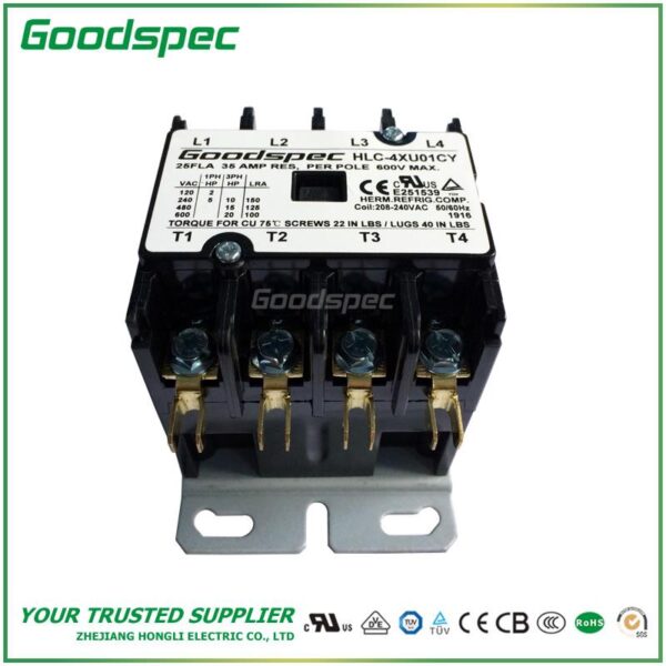 HLC-4XQ01CY(4P/25A/24V) DEFINITE PURPOSE CONTACTOR