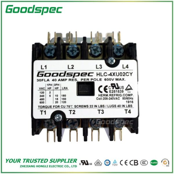 HLC-4XQ02CY(4P/30A/24V) DEFINITE PURPOSE CONTACTOR