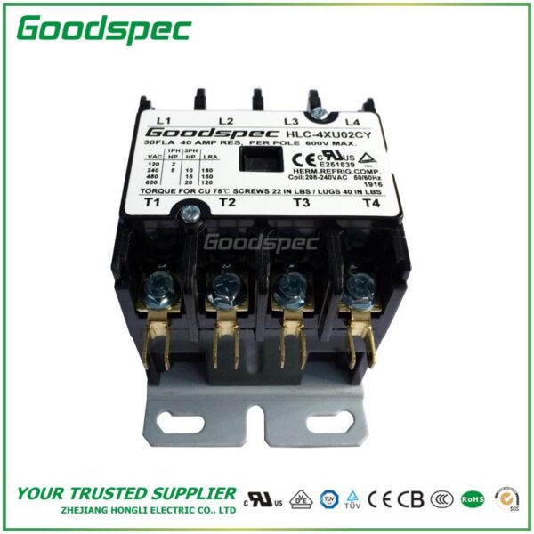 HLC-4XQ02CY(4P/30A/24V) DEFINITE PURPOSE CONTACTOR