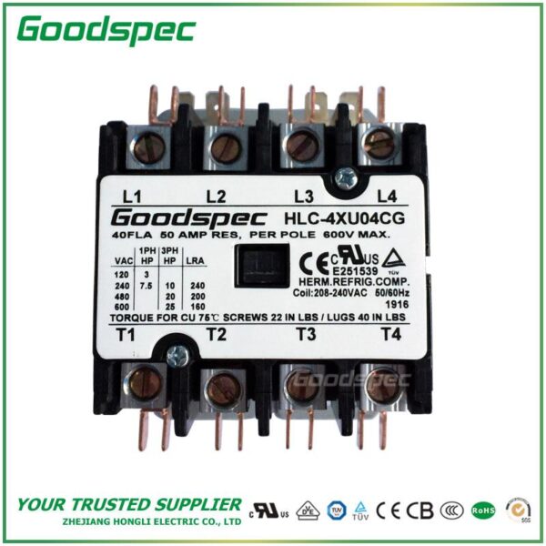 products-HLC-4XU04CG-001.jpg HLC-4XU01CY(4P/25A/208-240V) DEFINITE PURPOSE CONTACTOR