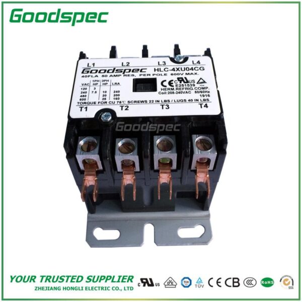products-HLC-4XU04CG-002.jpg HLC-4XU00CY(4P/20A/208-240V) DEFINITE PURPOSE CONTACTOR